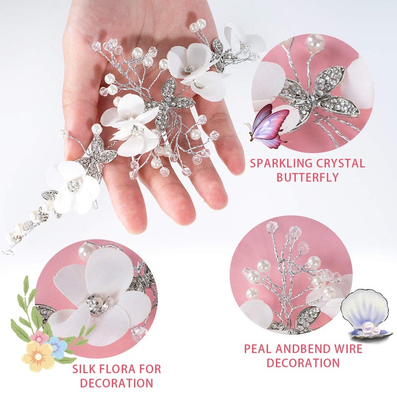 Locisne Flower Girl Headpiece Princess Wedding Accessories, Silver Hair Headband Flower Crown for Girls - Image 4